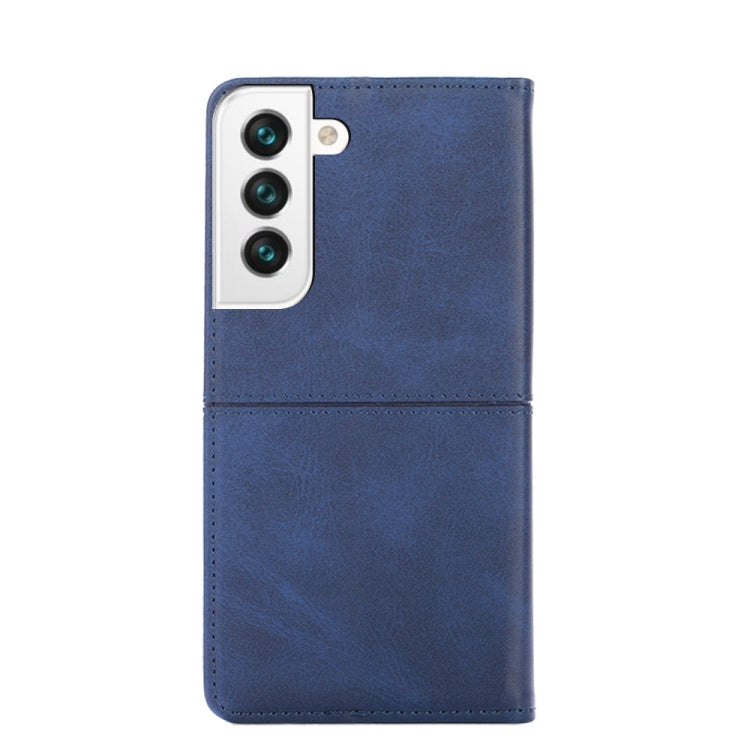 Para Samsung Galaxy S22+ Cow Texture Magnetic Horizontal Flip Cuero Case (azul)