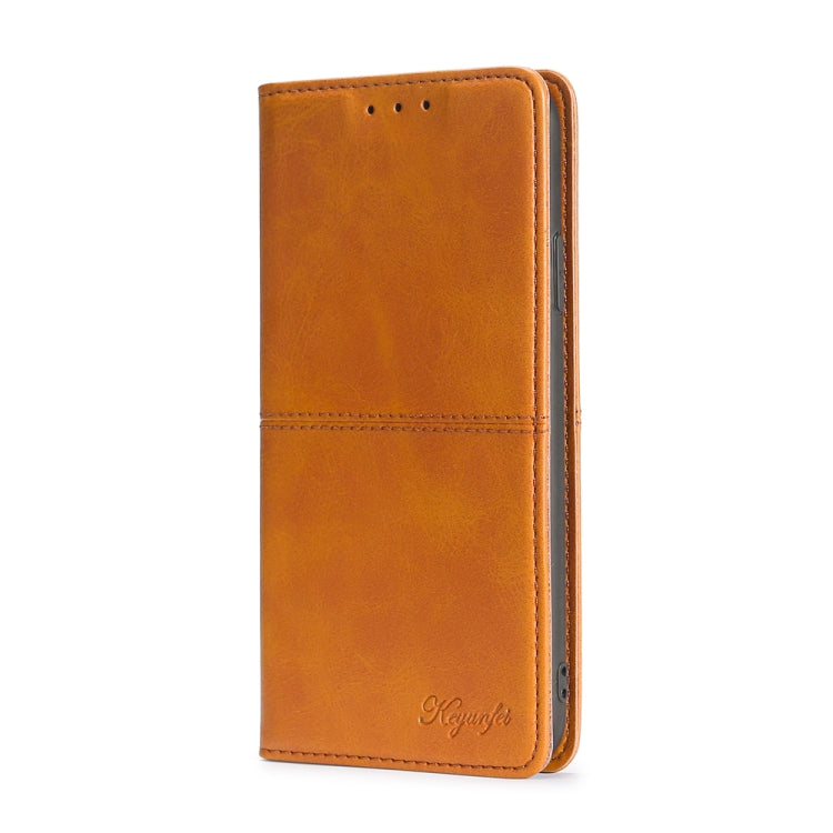 Para Samsung Galaxy S22 Ultra Cow Texture Magnetic Horizontal Flip Cuero Caja (marrón claro)