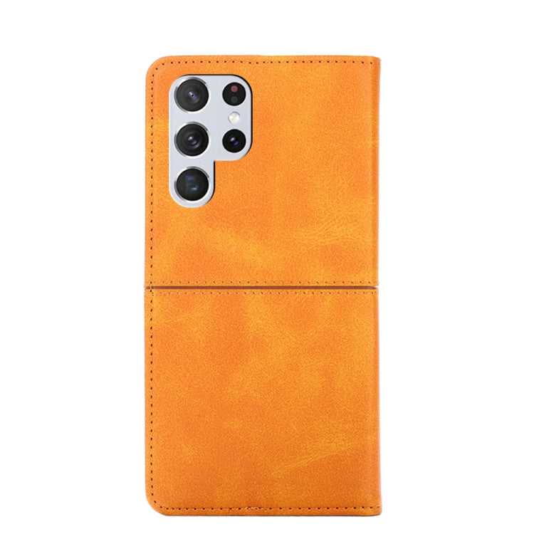 Para Samsung Galaxy S22 Ultra Cow Texture Magnetic Horizontal Flip Cuero Caja (marrón claro)