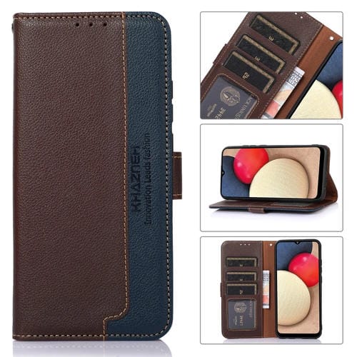 Para Motorola Moto G62 Khazneh Litchi Texture Leather Rfid Rfid Case (marrón)