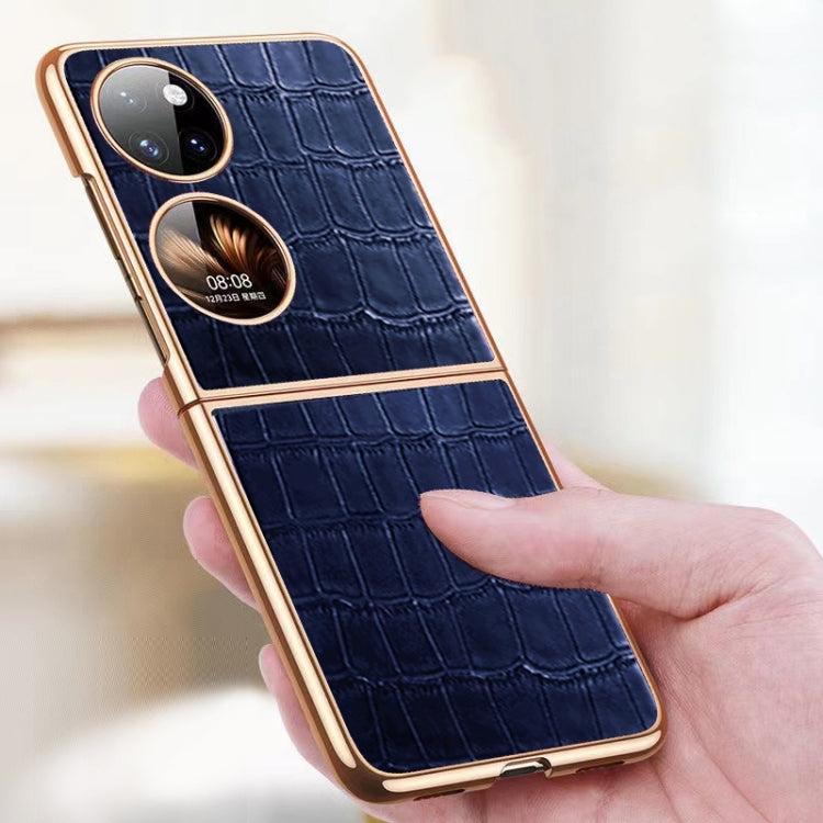 Funda de Bolsillo para Huawei P50 de Cuero Genuino Textura Plegable (Verde)