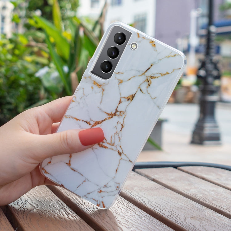 Para Samsung Galaxy S22 5G IMD Marble Pattern TPU Phone Case (Blanco)