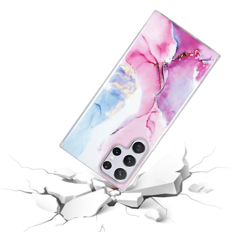 Para Samsung Galaxy S22 Ultra 5G IMD Marble Pattern TPU Funda para teléfono (rosa azul)