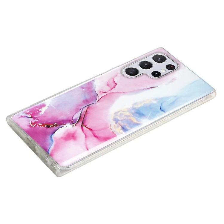 Para Samsung Galaxy S22 Ultra 5G IMD Marble Pattern TPU Funda para teléfono (rosa azul)