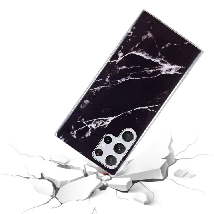 Para Samsung Galaxy S22 Ultra 5G IMD Marble Pattern TPU Phone Case (Negro)