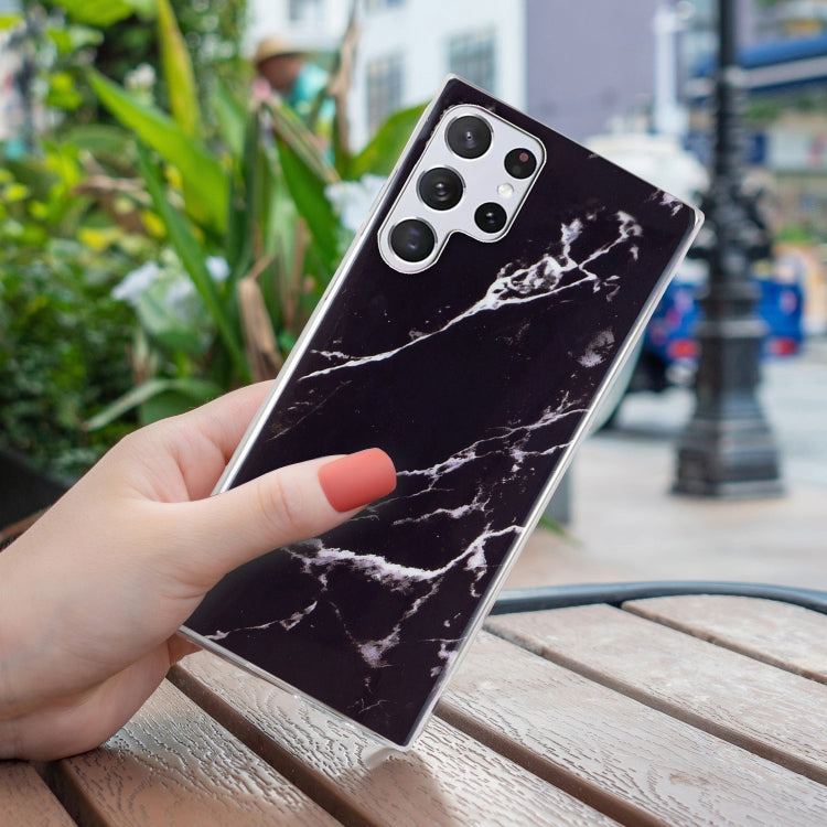 Para Samsung Galaxy S22 Ultra 5G IMD Marble Pattern TPU Phone Case (Negro)