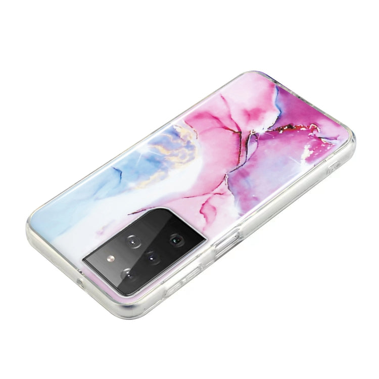 Para Samsung Galaxy S21 Ultra 5G IMD Marble Pattern TPU Funda para teléfono (rosa azul)