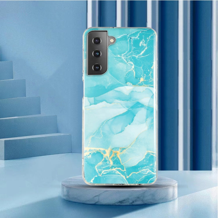 Para Samsung Galaxy S21 FE 5G IMD Marble Pattern TPU Phone Case (Verde)