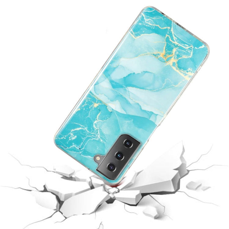 Para Samsung Galaxy S21 FE 5G IMD Marble Pattern TPU Phone Case (Verde)