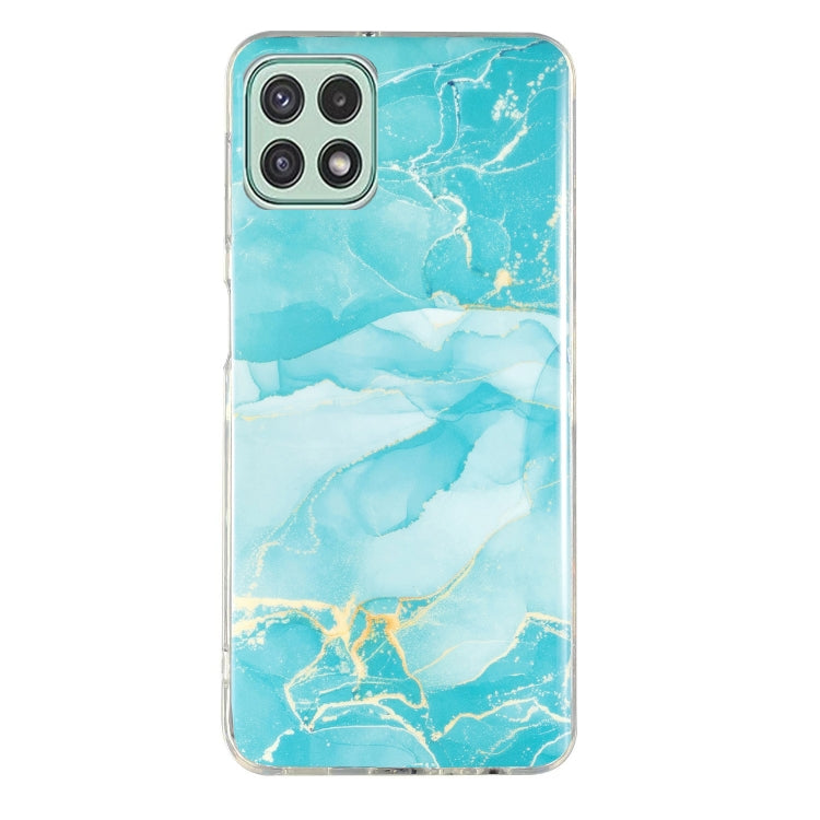 Para Samsung Galaxy A22 5G IMD Marble Pattern TPU Phone Case (Verde)