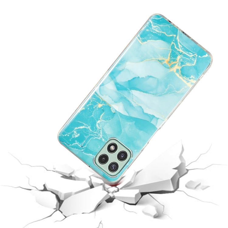 Para Samsung Galaxy A22 5G IMD Marble Pattern TPU Phone Case (Verde)