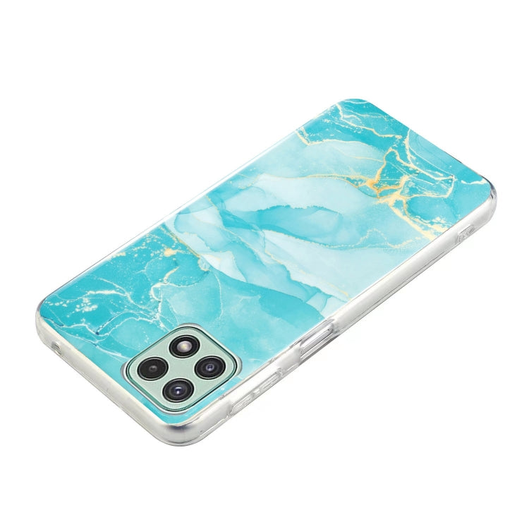 Para Samsung Galaxy A22 5G IMD Marble Pattern TPU Phone Case (Verde)
