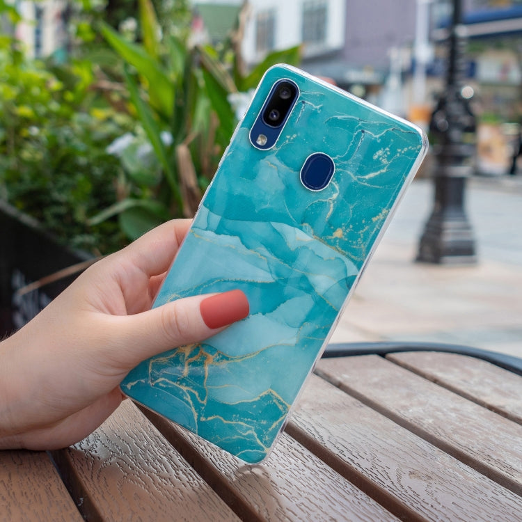 Para Samsung Galaxy A40 IMD Marble Pattern TPU Phone Case (Verde)