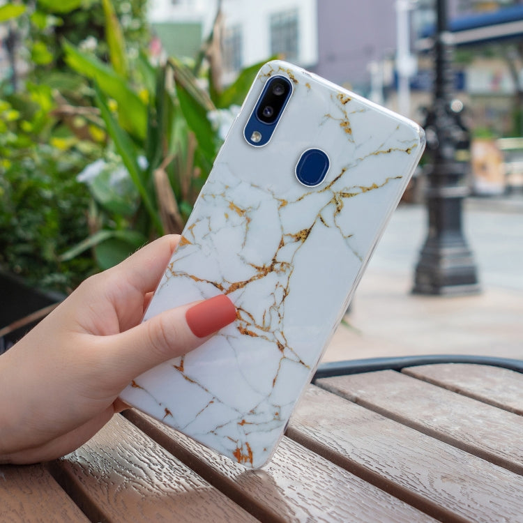Para Samsung Galaxy A40 IMD Marble Pattern TPU Phone Case (Blanco)