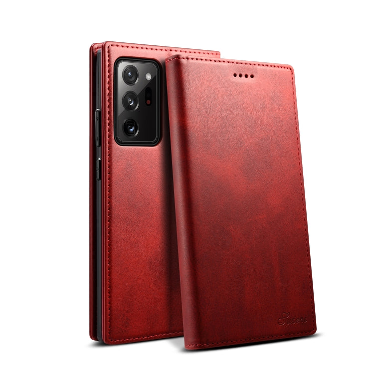 Para Samsung Galaxy Note20 Ultra Calf Texture Horizontal Flip Funda de cuero para teléfono (Rojo)