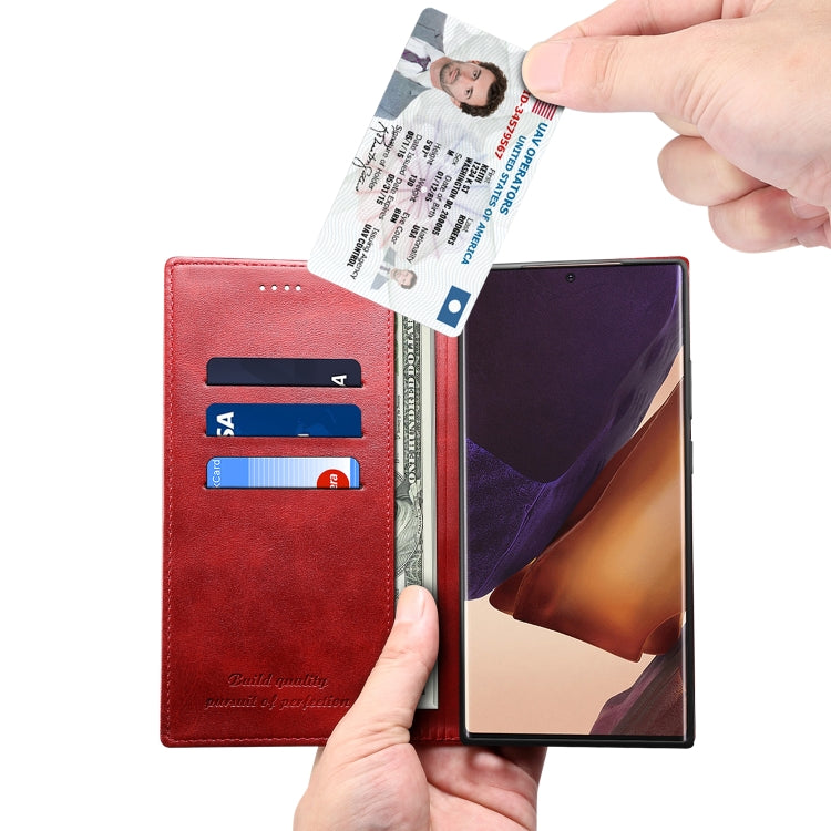 Para Samsung Galaxy Note20 Ultra Calf Texture Horizontal Flip Funda de cuero para teléfono (Rojo)