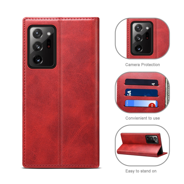 Para Samsung Galaxy Note20 Ultra Calf Texture Horizontal Flip Funda de cuero para teléfono (Rojo)