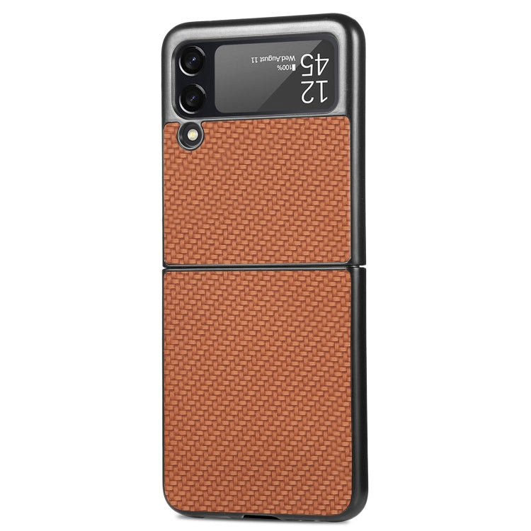 Para Samsung Galaxy Z Flip4 5G Cross Pattern Slim PC Funda protectora para teléfono (Marrón)