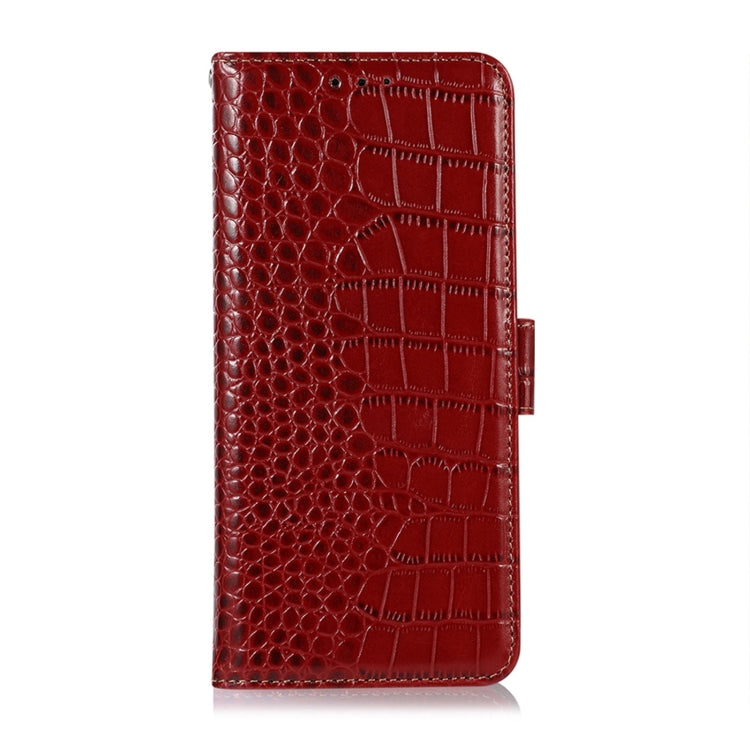 Para Samsung Galaxy M13 4G Global Cocodrilo Top Layer Cowhide Leather Phone Case (Rojo)