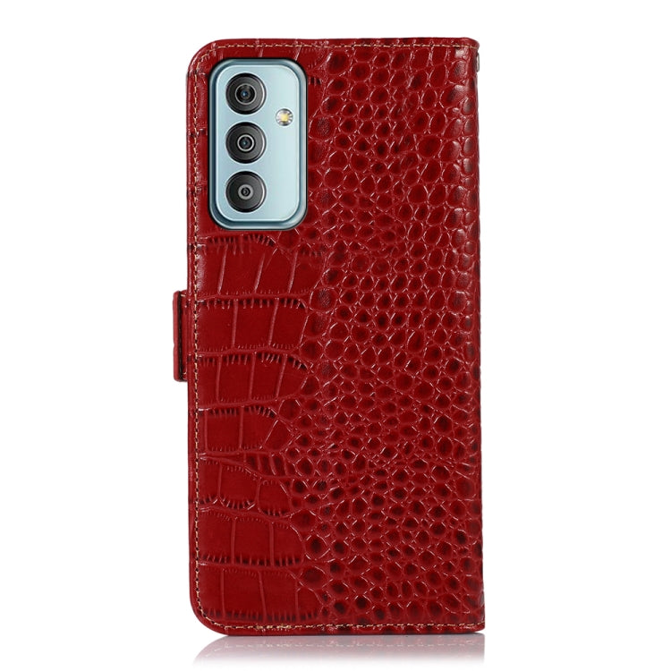 Para Samsung Galaxy M13 4G Global Cocodrilo Top Layer Cowhide Leather Phone Case (Rojo)
