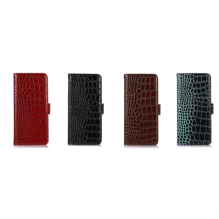 Para Samsung Galaxy M13 4G Global Cocodrilo Top Layer Cowhide Leather Phone Case (Rojo)