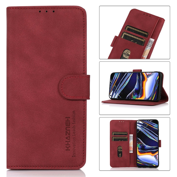 Para Samsung Galaxy M13 4G KHAZNEH Funda de cuero con textura mate para teléfono (Rojo)