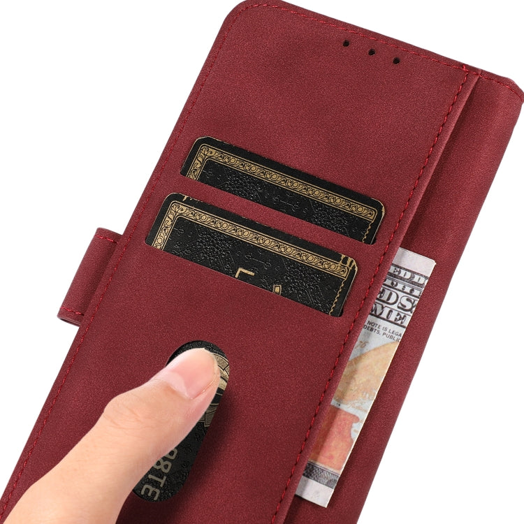 Para Samsung Galaxy M13 4G KHAZNEH Funda de cuero con textura mate para teléfono (Rojo)