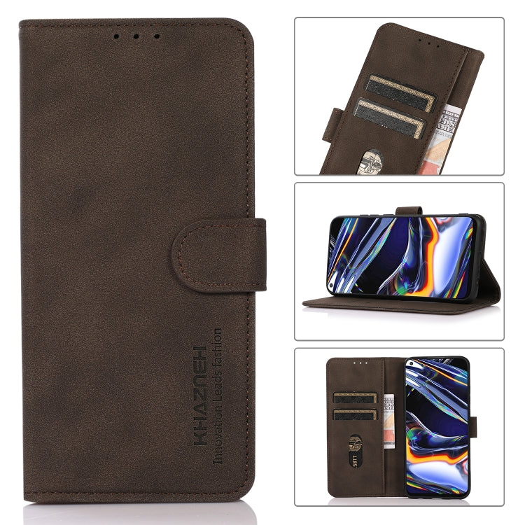 Para Samsung Galaxy M13 4G KHAZNEH Funda de cuero con textura mate para teléfono (Marrón)