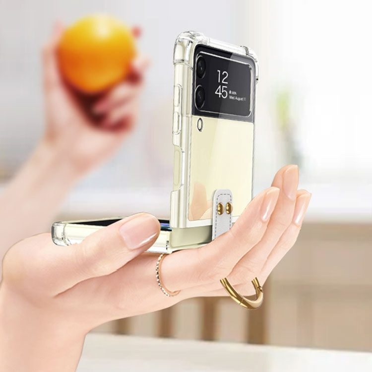 Para Samsung Galaxy Z Flip4 GKK Airbag funda protectora para teléfono con anillo (verde)