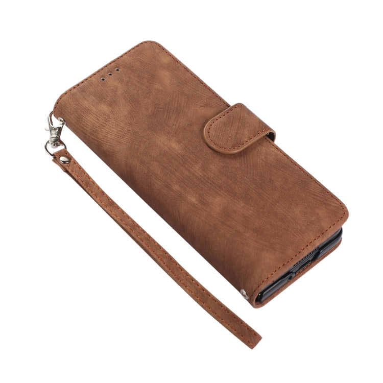Funda de cuero con tapa horizontal para Samsung Galaxy Z Fold4 con ranura para bolígrafo (marrón)