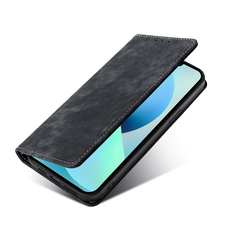 Cepillo Antirrobo + Caja de Teléfono de Cuero Magnético para Nokia C200 (Negro)