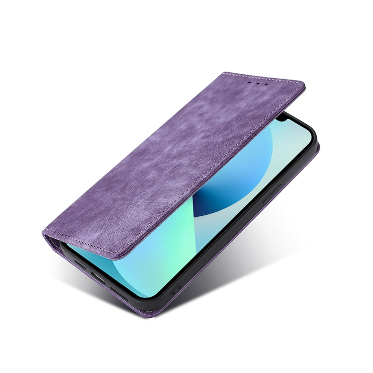Funda magnética de cuero para Huawei Y9A con protección RFID antirrobo (Púrpura)