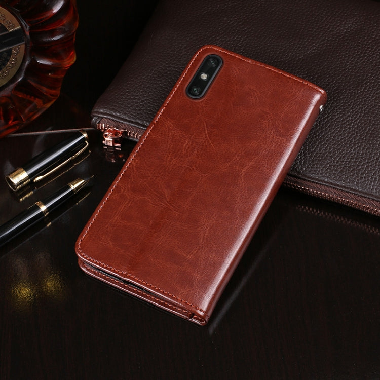 Para Huawei Enjoy 10e idewei Crazy Horse Texture Funda de cuero con tapa horizontal con soporte, ranuras para tarjetas y billetera (azul oscuro)