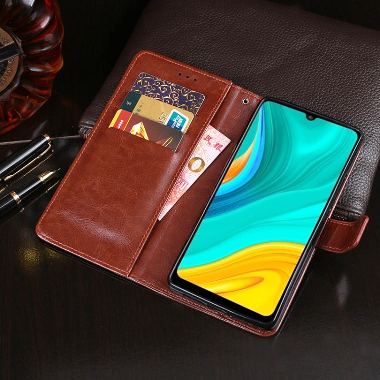 Para Huawei Enjoy 10e idewei Crazy Horse Texture Funda de cuero con tapa horizontal con soporte, ranuras para tarjetas y billetera (azul oscuro)