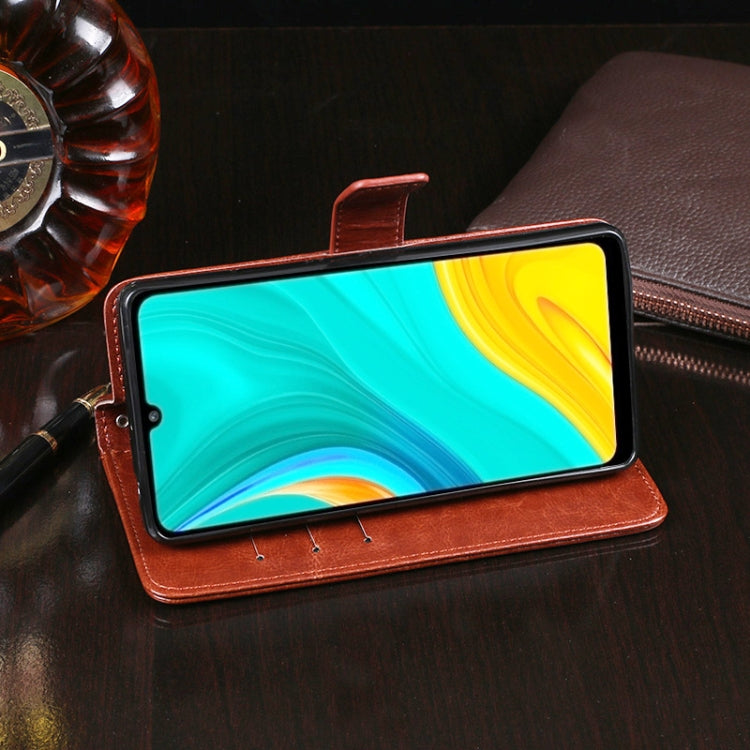 Para Huawei Enjoy 10e idewei Crazy Horse Texture Funda de cuero con tapa horizontal con soporte, ranuras para tarjetas y billetera (amarillo)