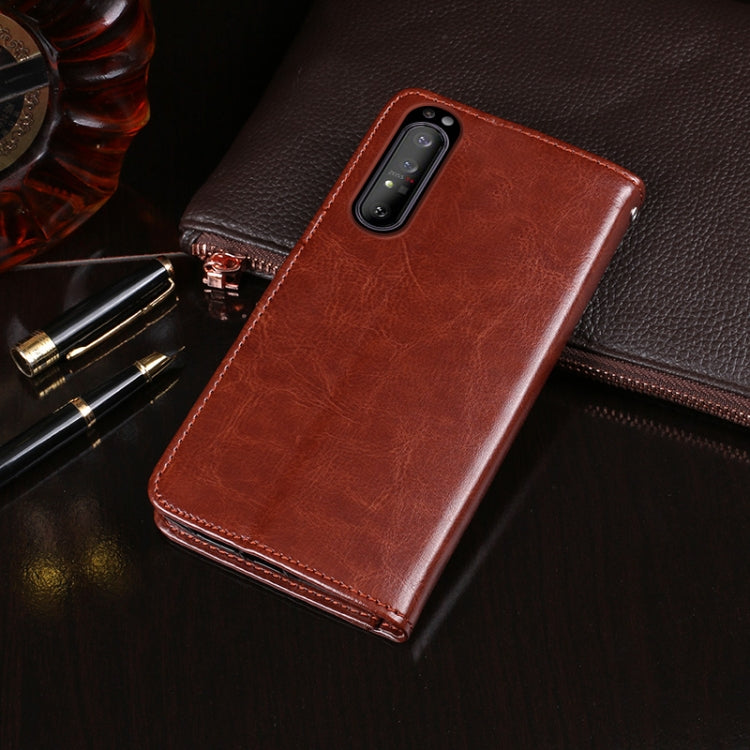 Para Sony Xperia 1 II idewei Crazy Horse Texture Funda de cuero con tapa horizontal con soporte, ranuras para tarjetas y billetera (rosa roja)