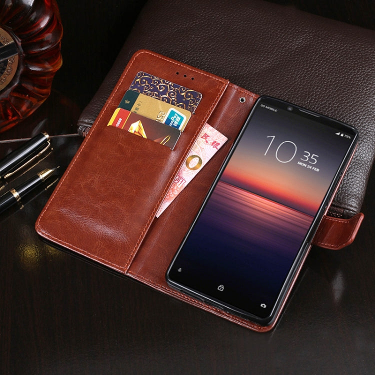 Para Sony Xperia 1 II idewei Crazy Horse Texture Funda de cuero con tapa horizontal con soporte, ranuras para tarjetas y billetera (azul cielo)