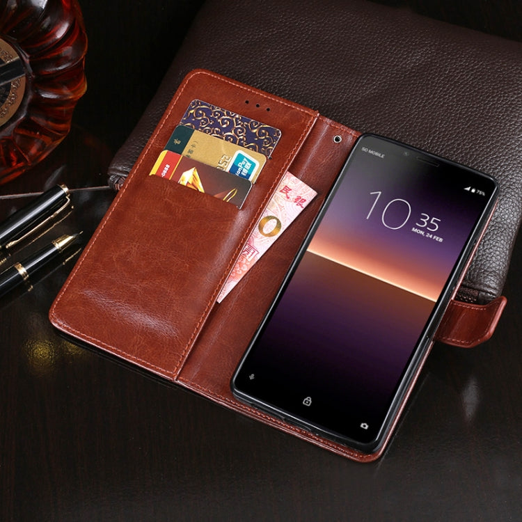 Para Sony Xperia 10 II idewei Crazy Horse Texture Funda de cuero con tapa horizontal con soporte, ranuras para tarjetas y billetera (negro)