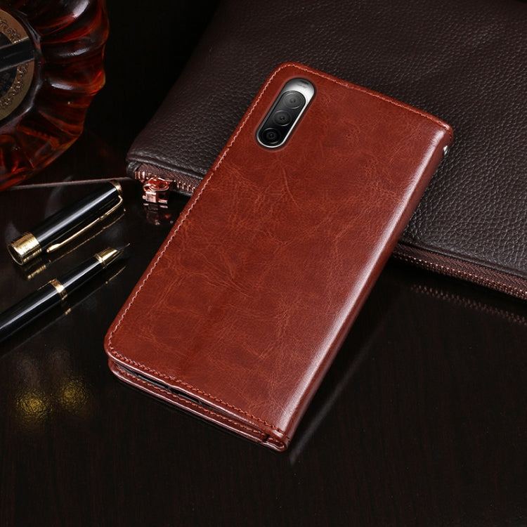 Para Sony Xperia 10 II idewei Crazy Horse Texture Funda de cuero con tapa horizontal con soporte, ranuras para tarjetas y billetera (rojo)