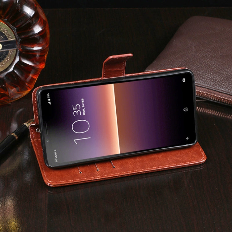 Para Sony Xperia 10 II idewei Crazy Horse Texture Funda de cuero con tapa horizontal con soporte, ranuras para tarjetas y billetera (rojo)