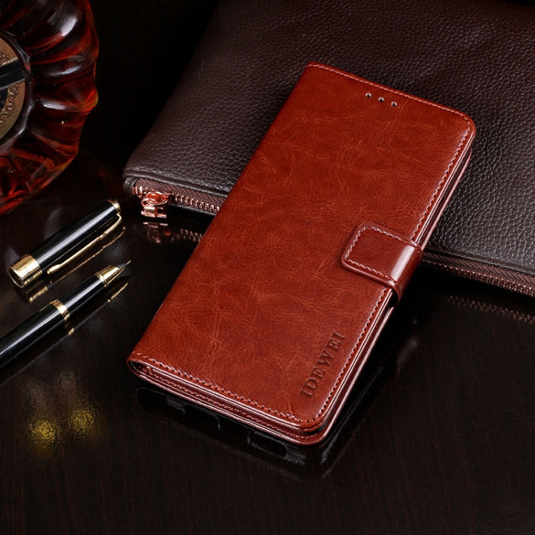 Para Huawei P40 idewei Crazy Horse Texture Funda de cuero con tapa horizontal con soporte, ranuras para tarjetas y billetera (marrón)