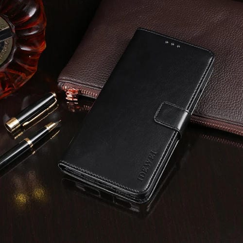 Para Huawei P40 idewei Crazy Horse Texture Funda de cuero con tapa horizontal con soporte, ranuras para tarjetas y billetera (negro)
