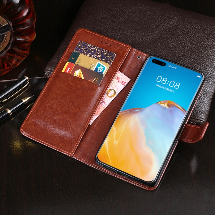 Para Huawei P40 Pro idewei Crazy Horse Texture Funda de cuero con tapa horizontal con soporte, ranuras para tarjetas y billetera (rosa roja)