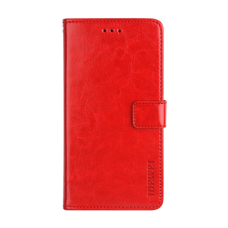 Para Huawei P40 Pro idewei Crazy Horse Texture Funda de cuero con tapa horizontal con soporte, ranuras para tarjetas y billetera (rojo)