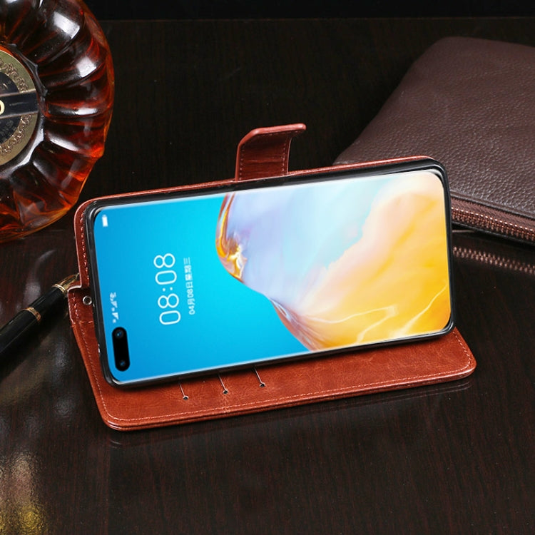 Para Huawei P40 Pro idewei Crazy Horse Texture Funda de cuero con tapa horizontal con soporte, ranuras para tarjetas y billetera (blanco)