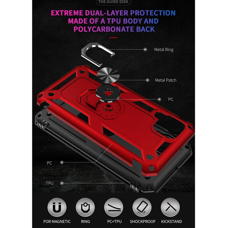 Para Huawei P40 Lite Funda protectora TPU + PC a prueba de golpes con soporte giratorio de 360 grados (rojo)