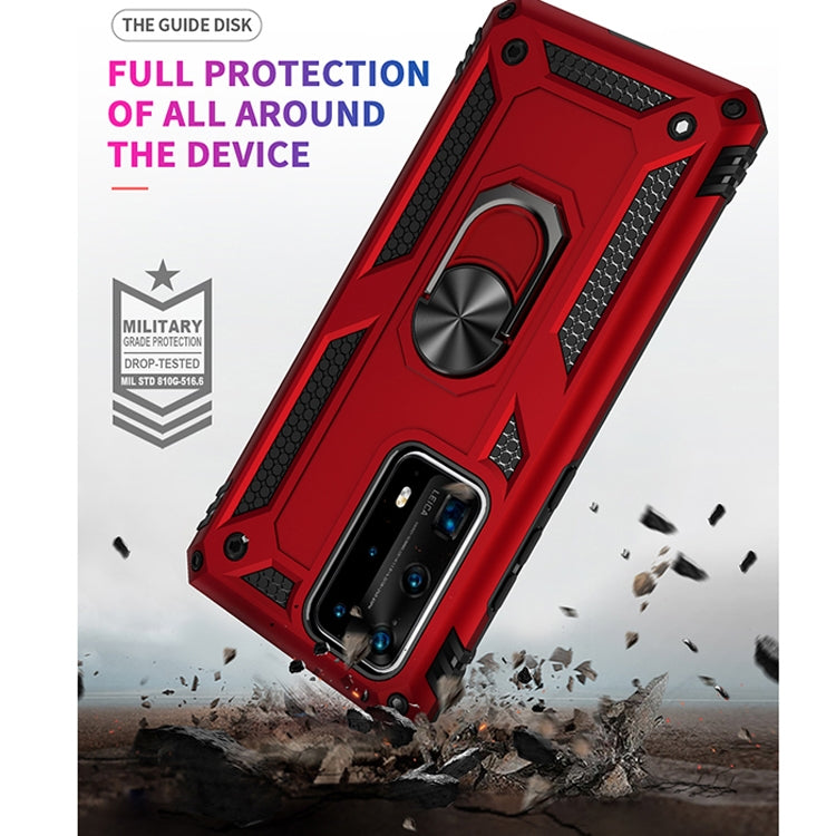 Para Huawei P40 Pro Funda protectora TPU + PC a prueba de golpes con soporte giratorio de 360 grados (rojo)