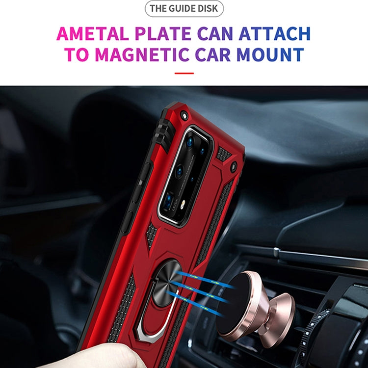 Para Huawei P40 Pro Funda protectora TPU + PC a prueba de golpes con soporte giratorio de 360 grados (rojo)