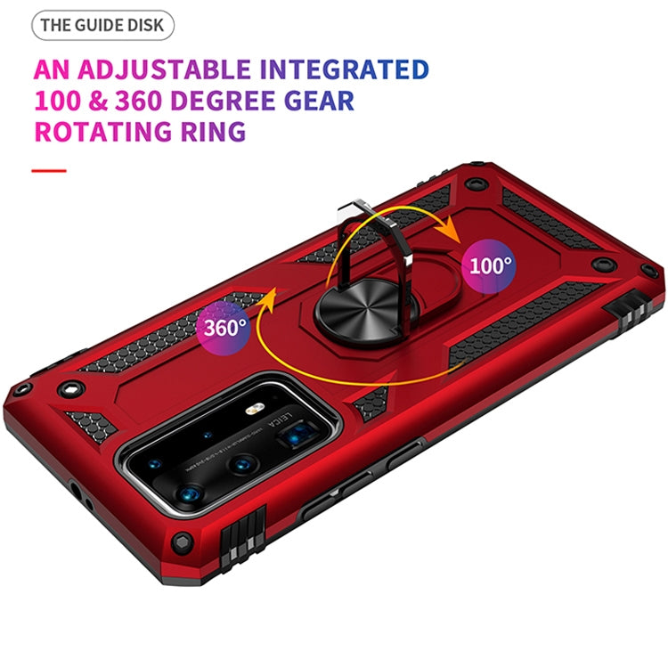 Para Huawei P40 Pro Funda protectora TPU + PC a prueba de golpes con soporte giratorio de 360 grados (rojo)