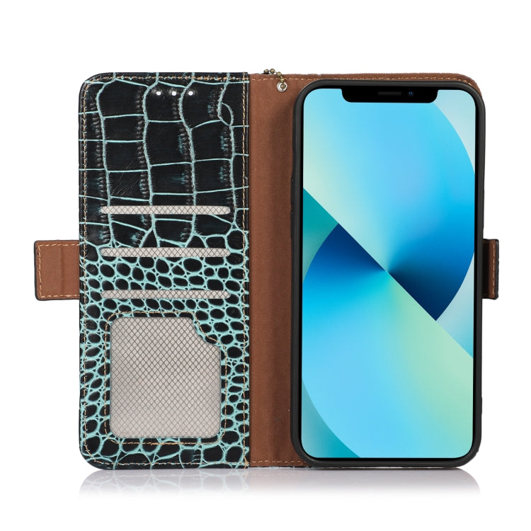 Estuche para Nothing Phone 1 de Piel de Vaca con Capa Superior de Cocodrilo (Verde)